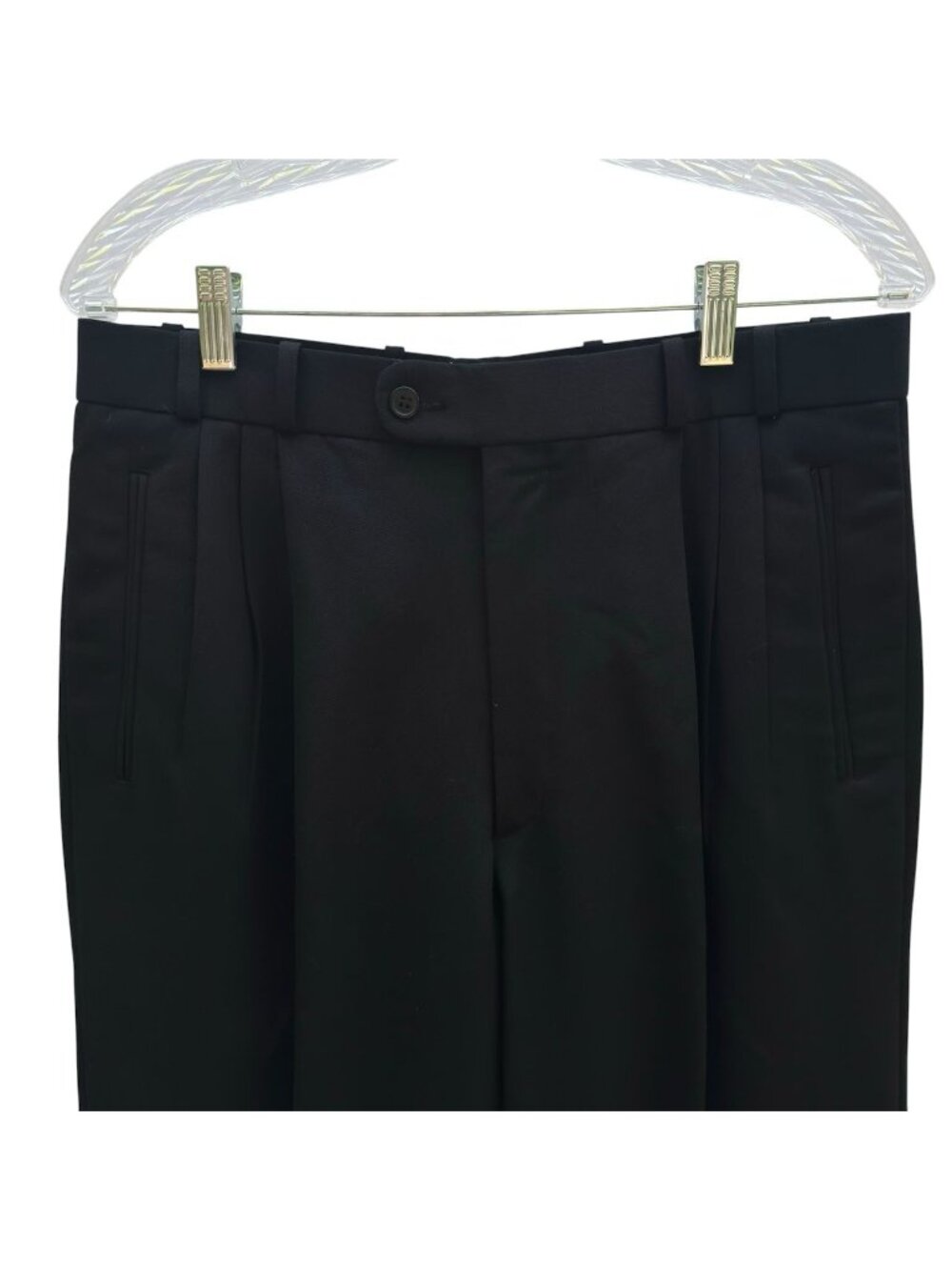 Gregg Peters Mens Dress Pants Black 32x27 Short Pleated Front Cuffed